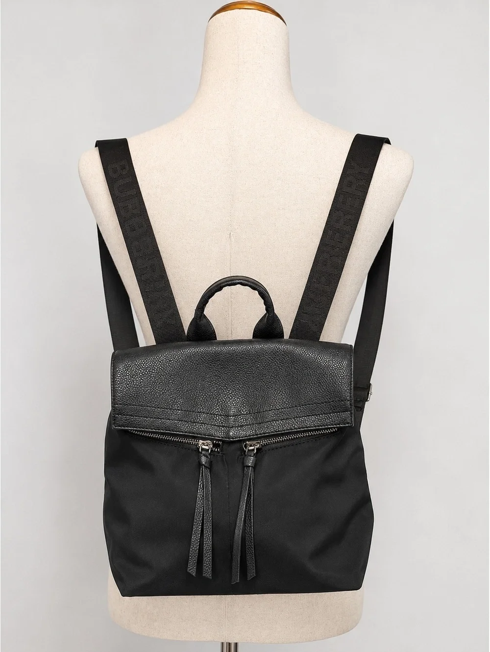 Botkier New York Black Leather and Nylon Backpack
